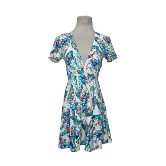 Show Me Your Mumu white blue tropical print mini dress size Small - Picture 15 of 15
